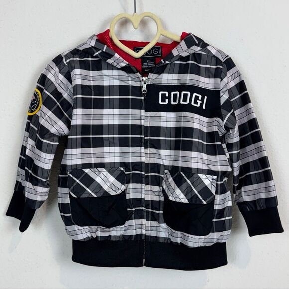 Coogi Black White Plaid Windbreaker Hoodie 2T - Picture 1 of 6